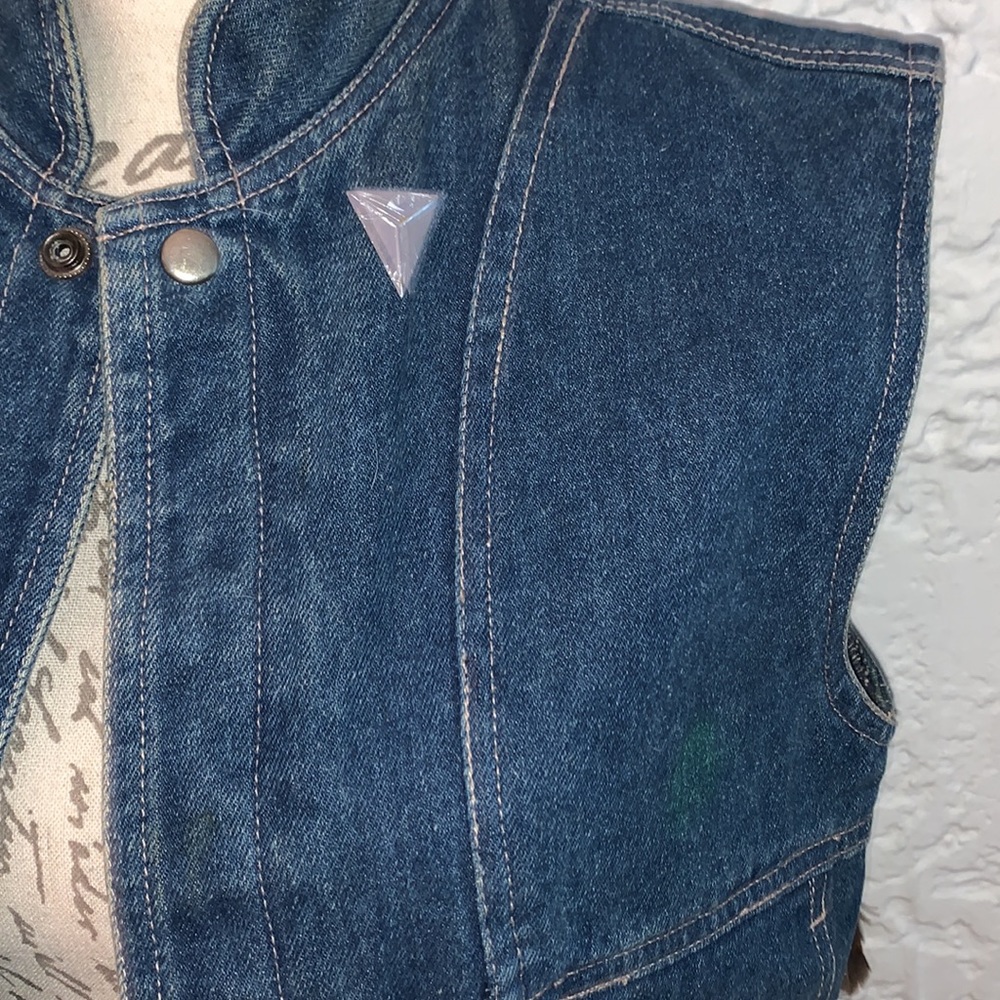 🌈Vintage 80’s Hand Painted Decorated Denim Vest - Picture 9 of 15